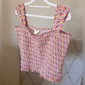 MAEVE by Anthropologie Geometric Smocked Tank